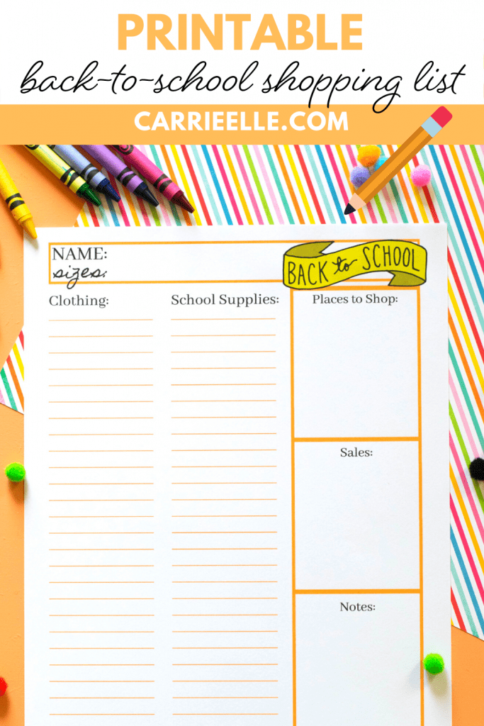 Back to school budget template